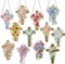 12-Pack Spring Easter Diamond Art Kit – 5D DIY Cross & Flower Hanging Pendants – Religious Diamond Painting for Adults, Home & Office Decor, Easter Christian Gifts